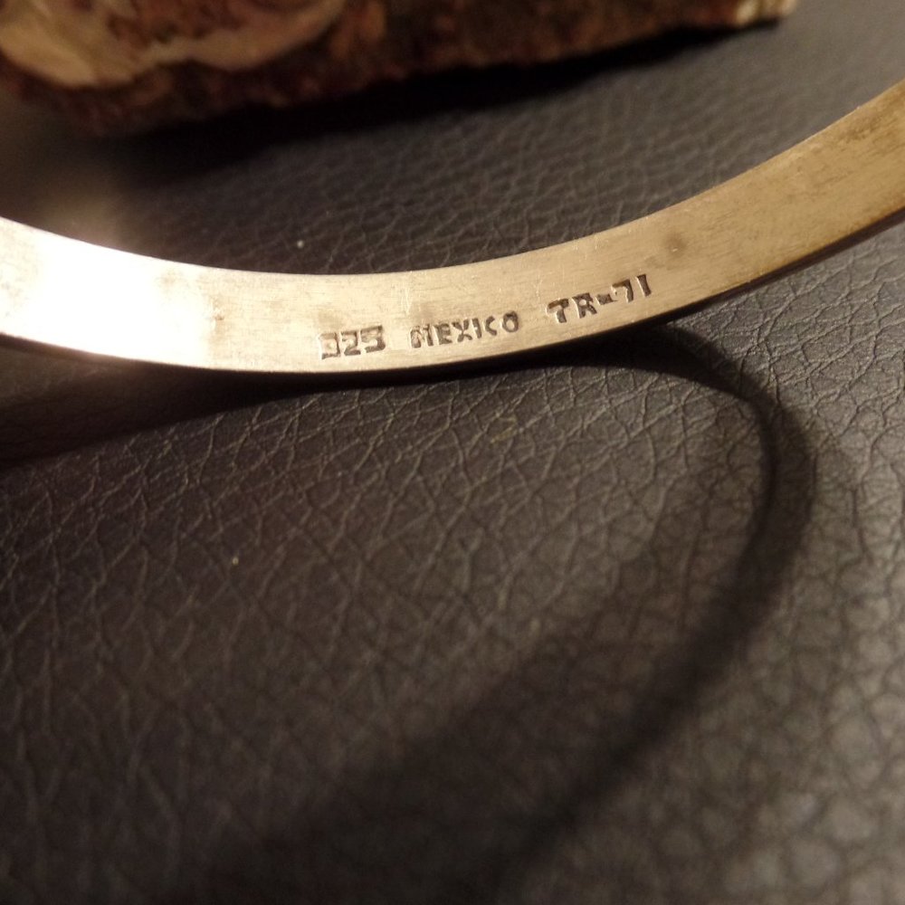 sterling and turquoise Bangle Bracelet Mexico TR-71 - Picture 6 of 11